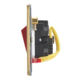 Contactum Lyric 45A 1-Gang DP Control Switch Brushed Brass with Neon with White Inserts