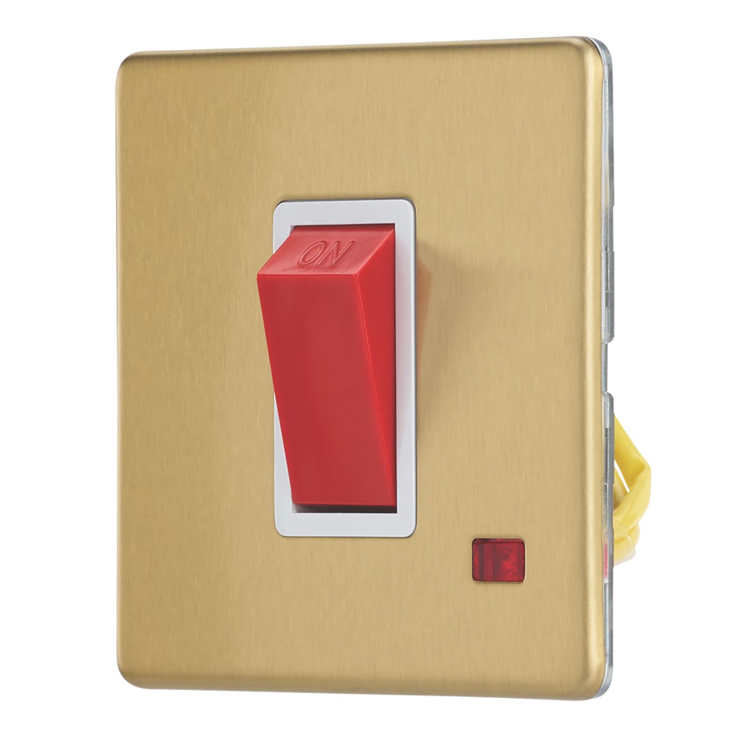 Contactum Lyric 45A 1-Gang DP Control Switch Brushed Brass with Neon with White Inserts (823RP)
