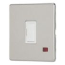 Contactum Lyric 13A Unswitched Fused Spur with Neon Brushed Steel with White Inserts