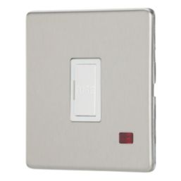 Contactum Lyric 13A Unswitched Fused Spur with Neon Brushed Steel with White Inserts