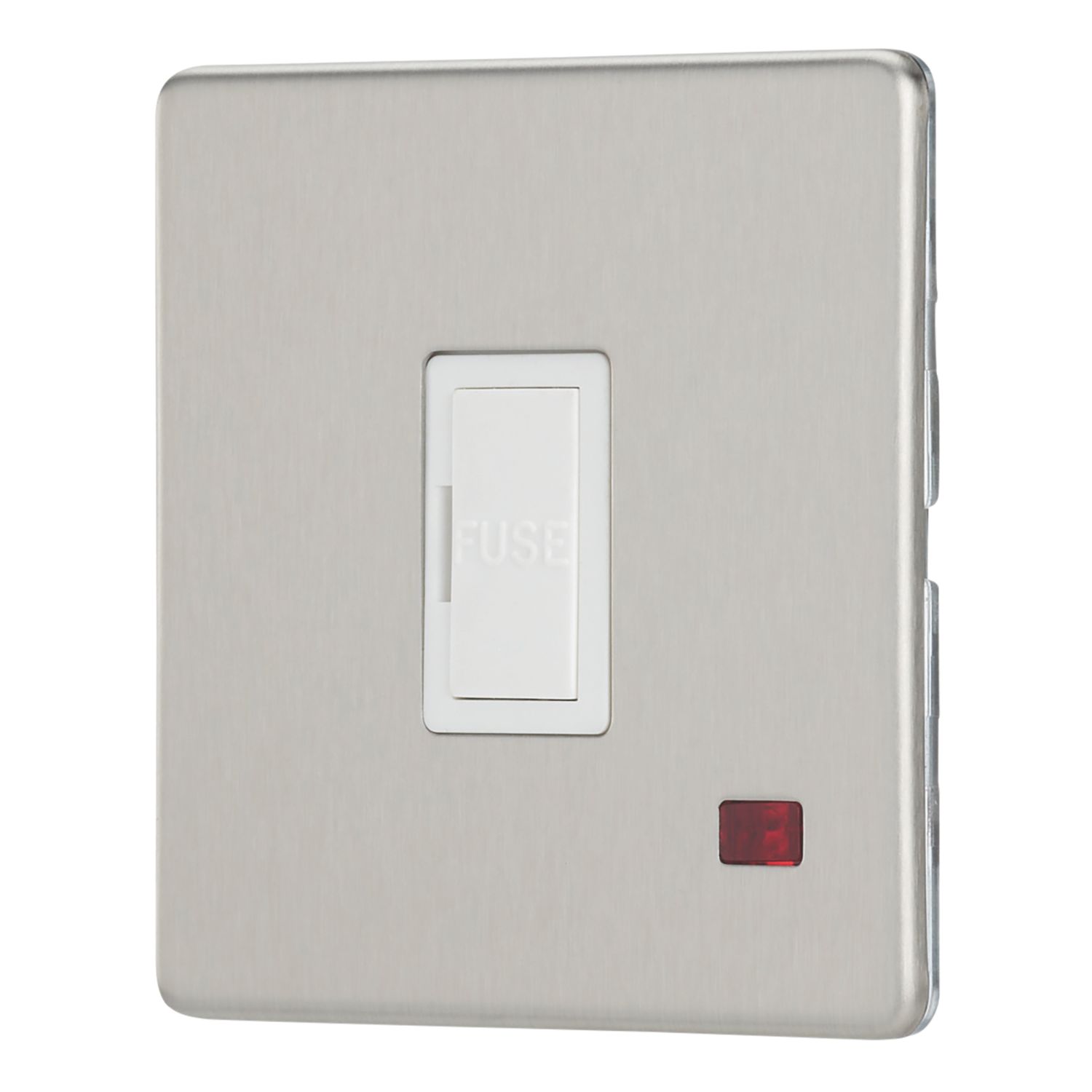 Contactum Lyric 13A Unswitched Fused Spur with Neon Brushed Steel with White Inserts (823RR)
