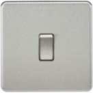 Knightsbridge Screwless 10AX 1-Gang 1-Way Double Pole Switch  Brushed Chrome