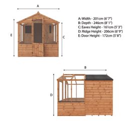 Mercia Traditional 6' x 8' (Nominal) Timber Greenhouse & Shed