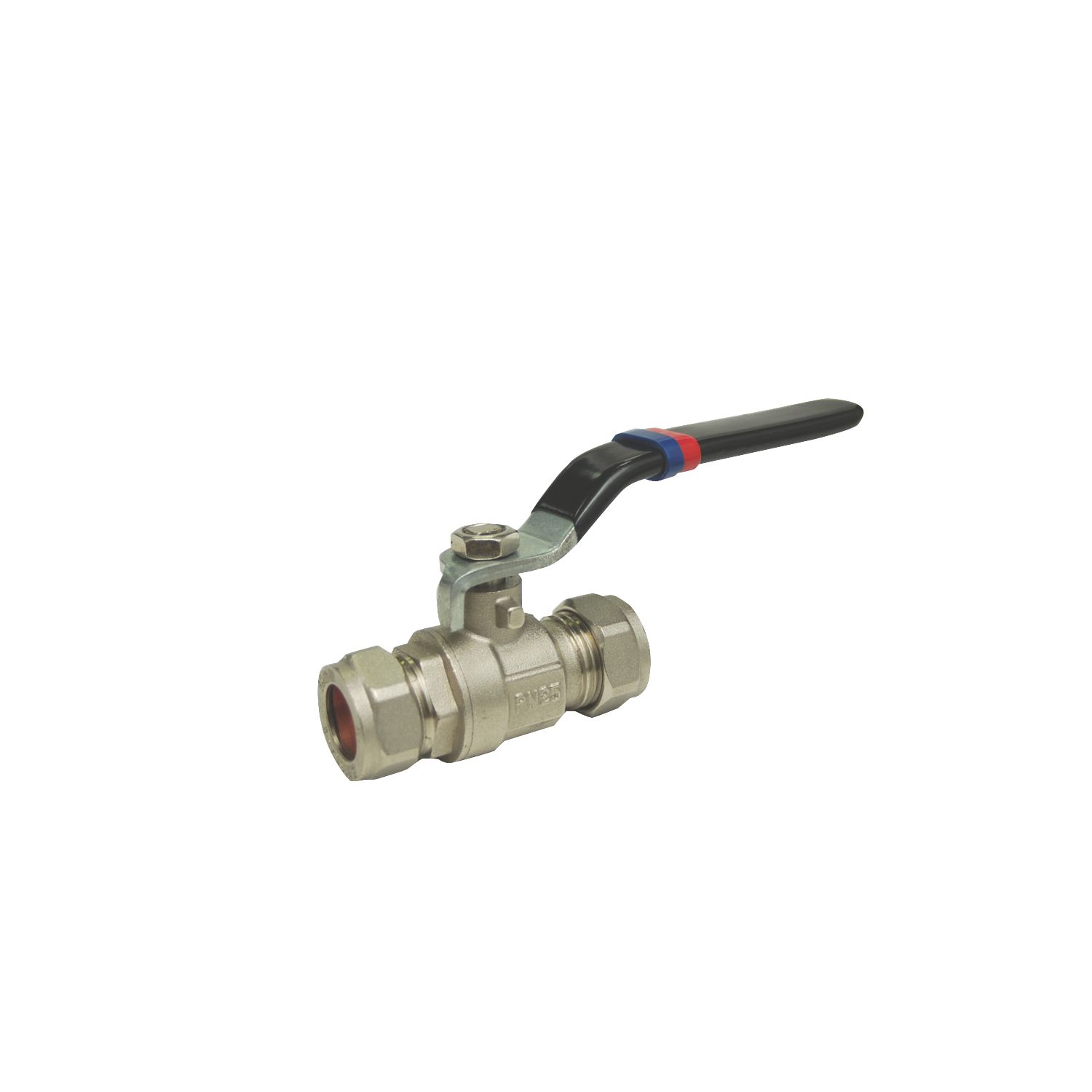 Essentials Compression Full Bore 15mm Lever Ball Valve with Black Handle (8247V)