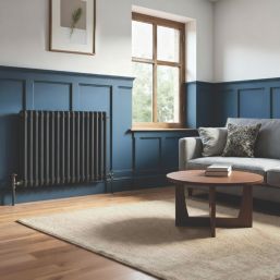 Flomasta 600mm x 785mm 2732BTU Black Horizontal 2 Column Radiator