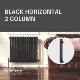 Flomasta 600mm x 785mm 2732BTU Black Horizontal 2 Column Radiator