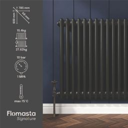 Flomasta 600mm x 785mm 2732BTU Black Horizontal 2 Column Radiator