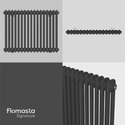 Flomasta 600mm x 785mm 2732BTU Black Horizontal 2 Column Radiator