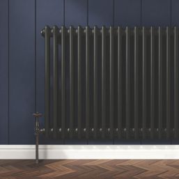 Flomasta 600mm x 785mm 2732BTU Black Horizontal 2 Column Radiator
