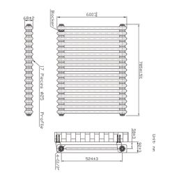 Flomasta 600mm x 785mm 2732BTU Black Horizontal 2 Column Radiator