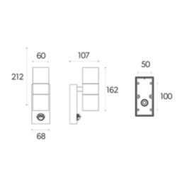 4lite Marinus Sleek Outdoor Up/Down Wall Light With PIR Sensor Stainless Steel