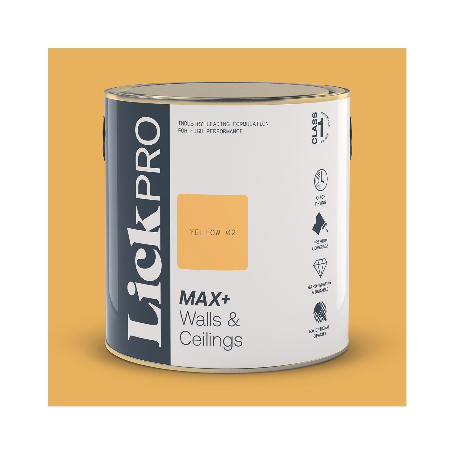 LickPro Max+ 2.5Ltr Yellow 02 Matt Emulsion Paint (824JX)