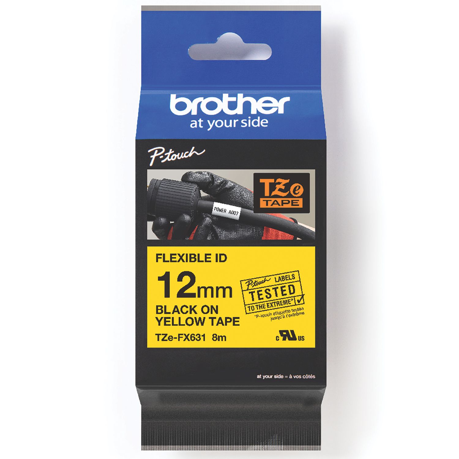 Brother TZEFX631 Flexible ID Labelling Tape 12mm x 8m (824KL)