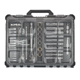 Milwaukee PACKOUT 1/4" & 1/2" Drive Ratchet & Socket Set 63 Pieces