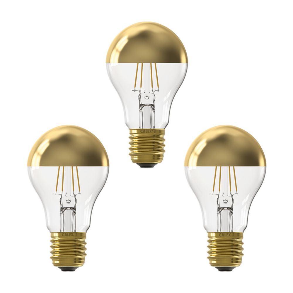 Calex Mirror Gold E27 A60 LED Light Bulb 180lm 4W 3 Pack Screwfix