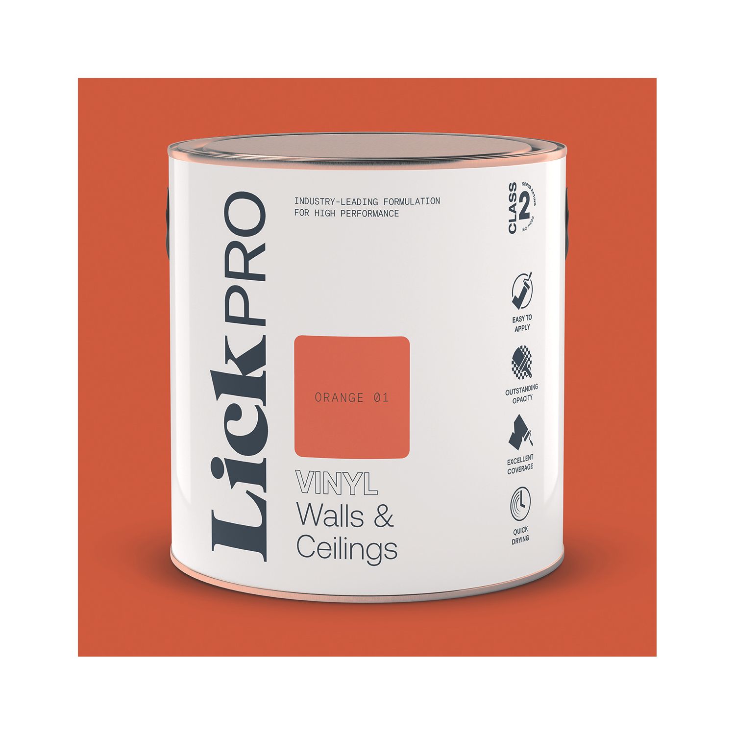 LickPro 2.5Ltr Orange 01 Vinyl Matt Emulsion Paint (824TM)
