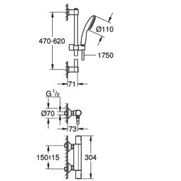 Grohe Precision Start HP Rear-Fed Exposed Matt Black Thermostatic Shower Mixer Set