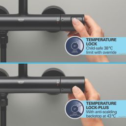 Grohe Precision Start HP Rear-Fed Exposed Matt Black Thermostatic Shower Mixer Set