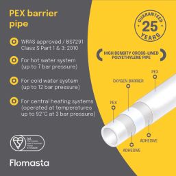 Flomasta  Push-Fit PE-X Barrier Pipe 15mm x 100m White