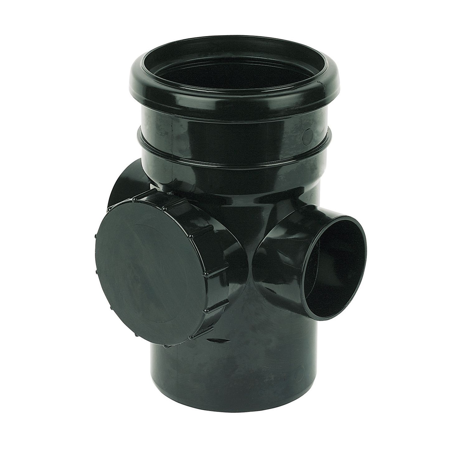 FloPlast Push-Fit 2-Boss Single Socket Access Pipe Black 110mm (82593)