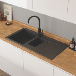 Swirl Erzen 1.5 Bowl  Black Composite Sink 1000mm x 500mm