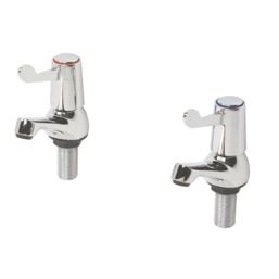 Refurb  Commercial Chrome  89.5mm Lever 2 Tap Holes Basin Pillar Tap