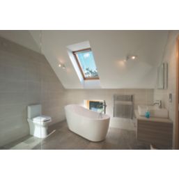 Keylite  Manual Centre-Pivot Grey & Pine Timber Double-Glazed Roof Window Clear 550mm x 980mm