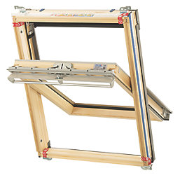 Keylite  Manual Centre-Pivot Grey & Pine Timber Roof Window Clear 550mm x 980mm