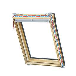 Keylite  Manual Centre-Pivot Grey & Pine Timber Roof Window Clear 550mm x 980mm