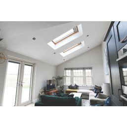 Keylite  Manual Centre-Pivot Grey & Pine Timber Double-Glazed Roof Window Clear 550mm x 980mm