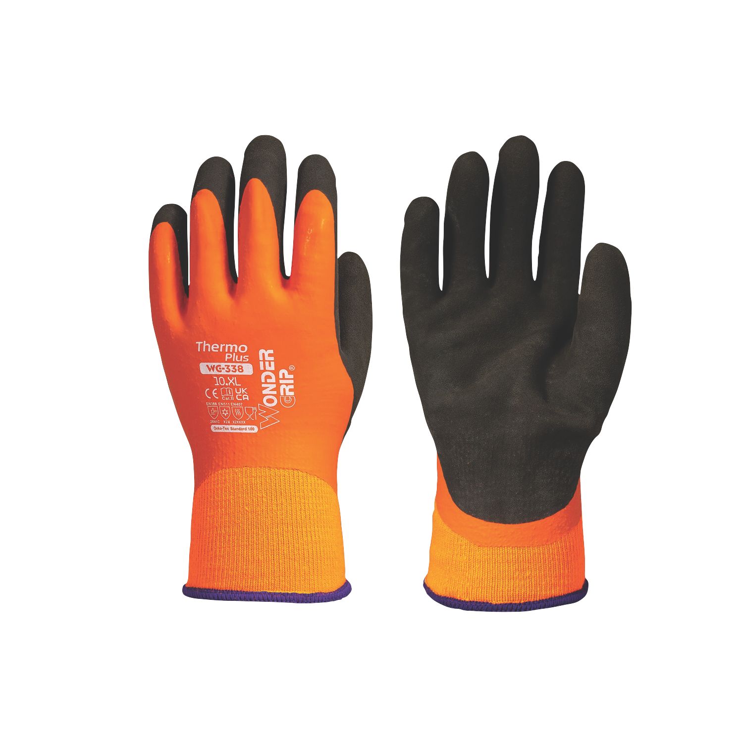 Wonder Grip WG-338 Thermo Plus Protective Work Gloves Orange/Black X Large (825PP)