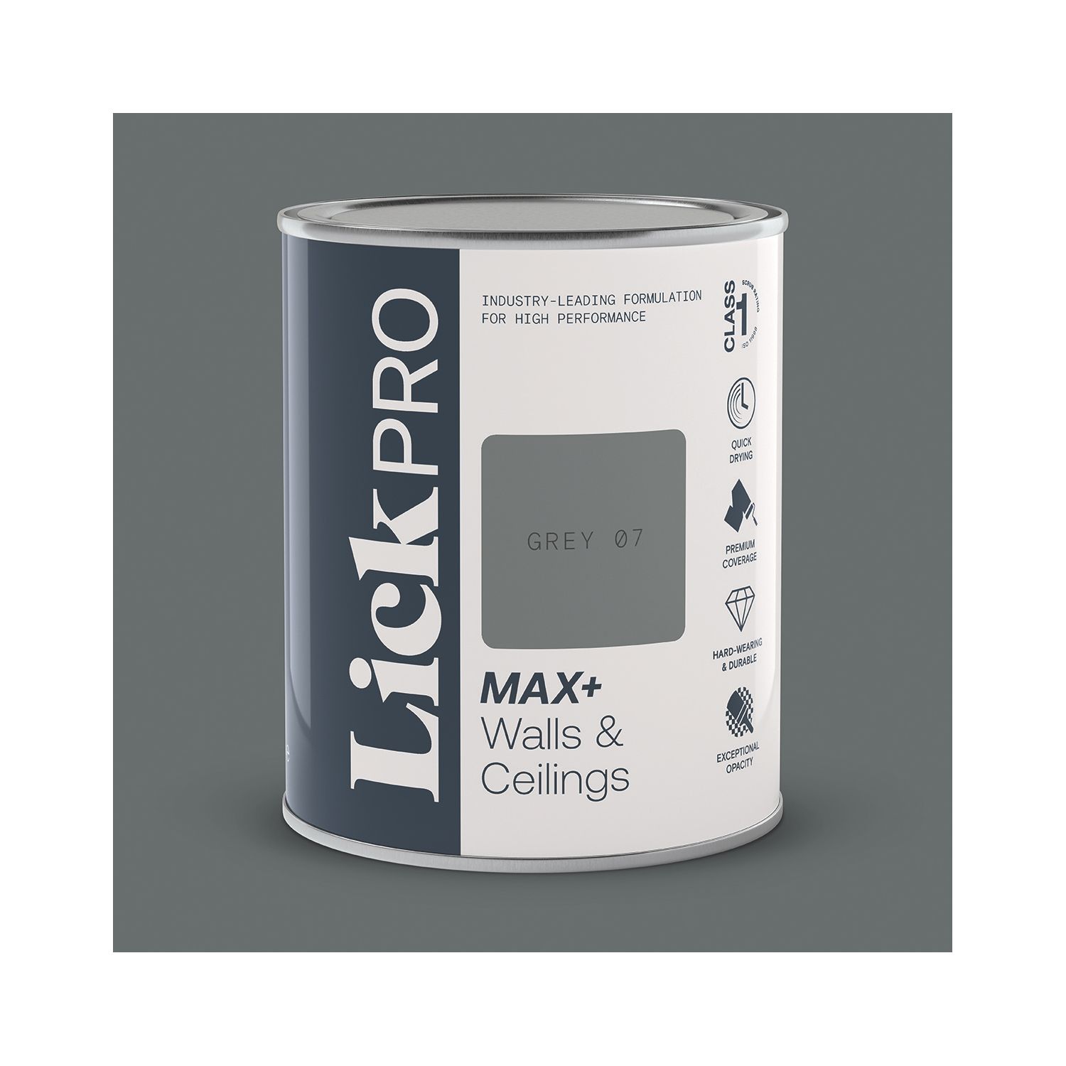 LickPro Max+ 1Ltr Grey 07 Matt Emulsion Paint (825TM)
