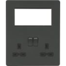 Knightsbridge  13A 2-Gang DP Combination Plate Anthracite with Black Inserts