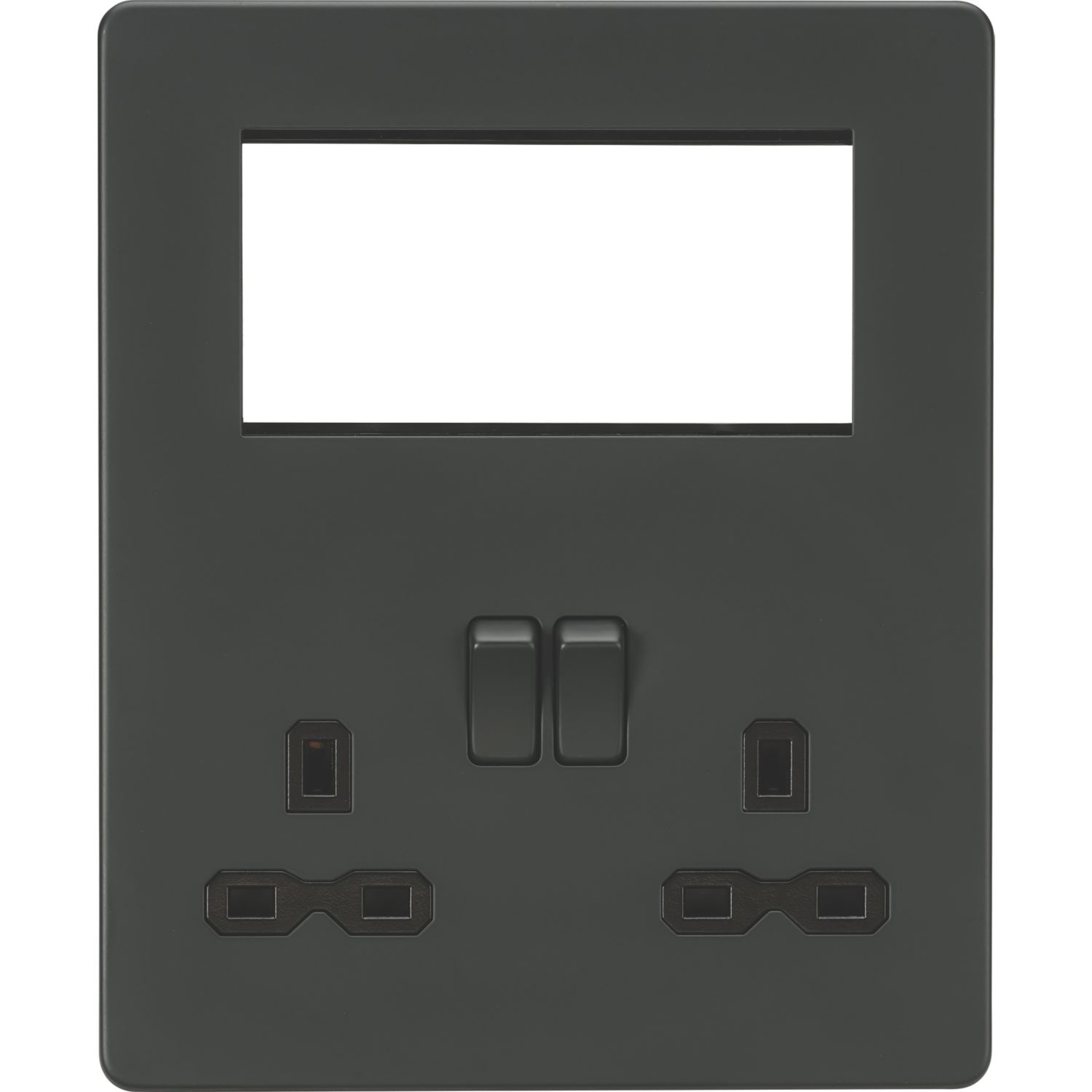 Knightsbridge 13A 2-Gang DP Combination Plate Anthracite with Black Inserts (825VF)