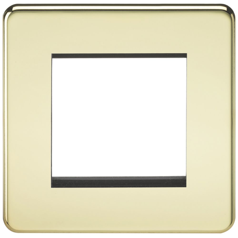 Knightsbridge Screwless 2-Module Modular Faceplate Polished Brass ...