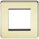 Knightsbridge Screwless 2-Module Modular Faceplate Polished Brass