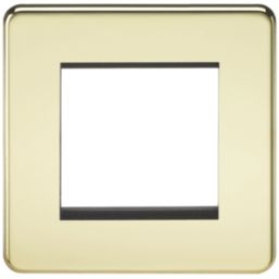 Knightsbridge Screwless 2-Module Modular Faceplate Polished Brass