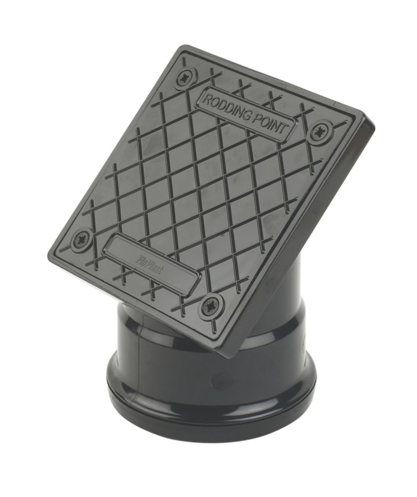 Product image for FloPlast Black 110mm 45° Single Socket Square Rodding Point