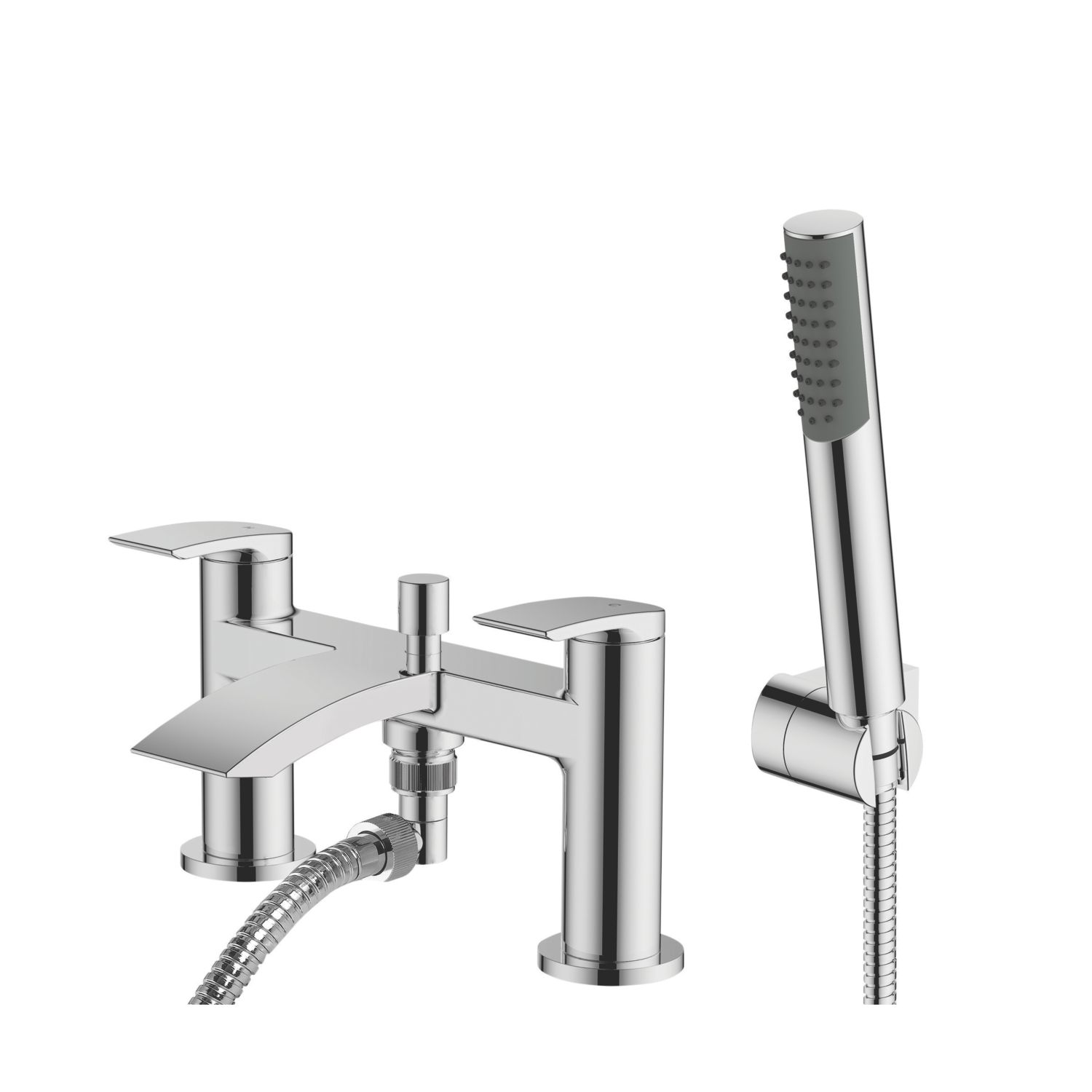 Wye Chrome 128mm Deck Mounted Dual Control Manual Shower Mixer Tap (8267P)