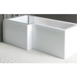 Essentials L-Shaped Shower Bath Front Panel 1700mm White Gloss