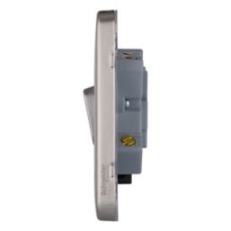 Schneider Electric Lisse Deco 13A Switched Fused Spur  Brushed Stainless Steel with Black Inserts