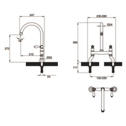 Clearwater Elegance Dual-Lever Mixer Tap Brushed Bronze PVD