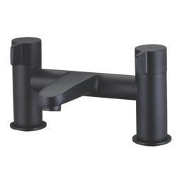 Swirl Caldew Black 120mm Deck Mounted Lever 2 Tap Holes Bath Mixer Tap