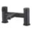 Swirl Caldew Black 120mm Deck Mounted Lever 2 Tap Holes Bath Mixer Tap