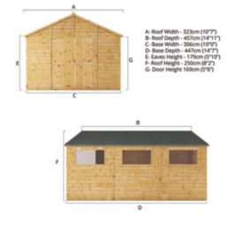 Mercia Modular 10' x 14' 6" (Nominal) Apex Shiplap T&G Timber Workshop
