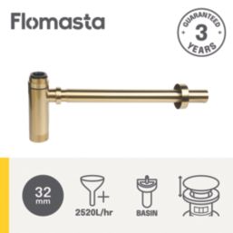 Flomasta  Bottle Trap Brushed Brass 32mm