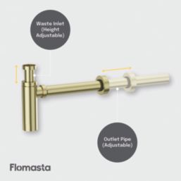 Flomasta  Bottle Trap Brushed Brass 32mm