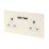 Varilight  13AX 2-Gang Unswitched Socket + 2.1A 10.5W 2-Outlet Type A USB Charger White Chocolate with White Inserts