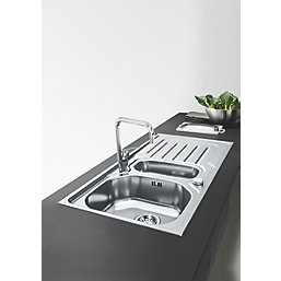 Carron Phoenix Onda 1.5 Bowl Stainless Steel Reversible Sink & Drainer  1000mm x 500mm