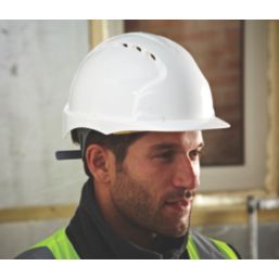 JSP EVO2 Mid Peak Slip-Ratchet Vented Safety Helmet White